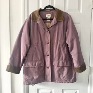 LL Bean Light Purple Canvas Corduroy Collar Cuff Quilted Lined Chore Jacket XL